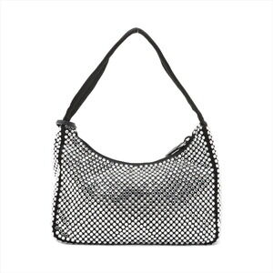 Prada Handbag Crystal Black Re Nylon Edition Rhinestone